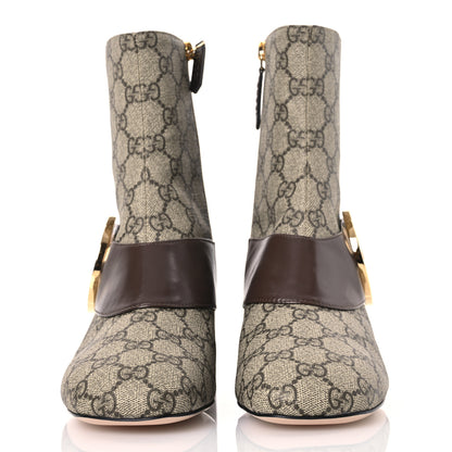 Gucci GG Supreme Monogram Malaga Kid Blondie 55mm Ankle Boots 39.5 Beige Ebony New Acero 2 of 10