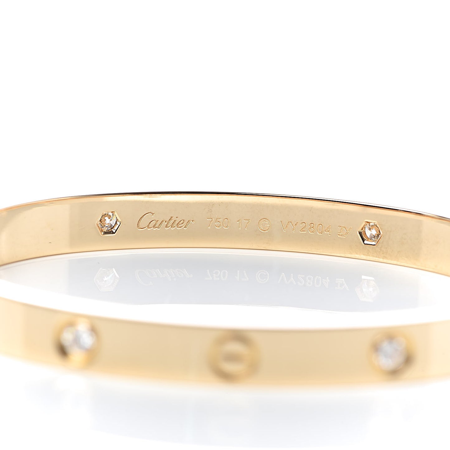 18K Yellow Gold 4 Diamond LOVE Bracelet 17
