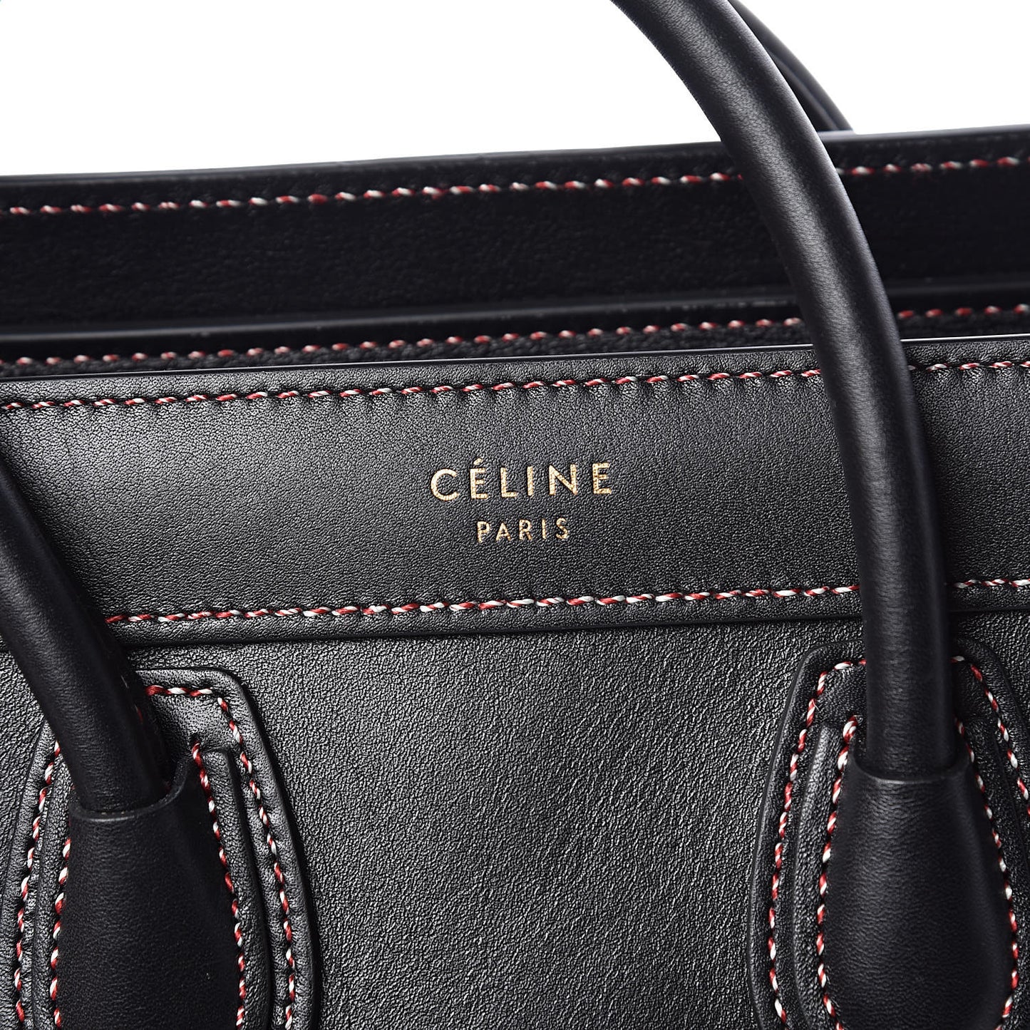 Smooth Calfskin Multicolor Stitch Nano Luggage Black