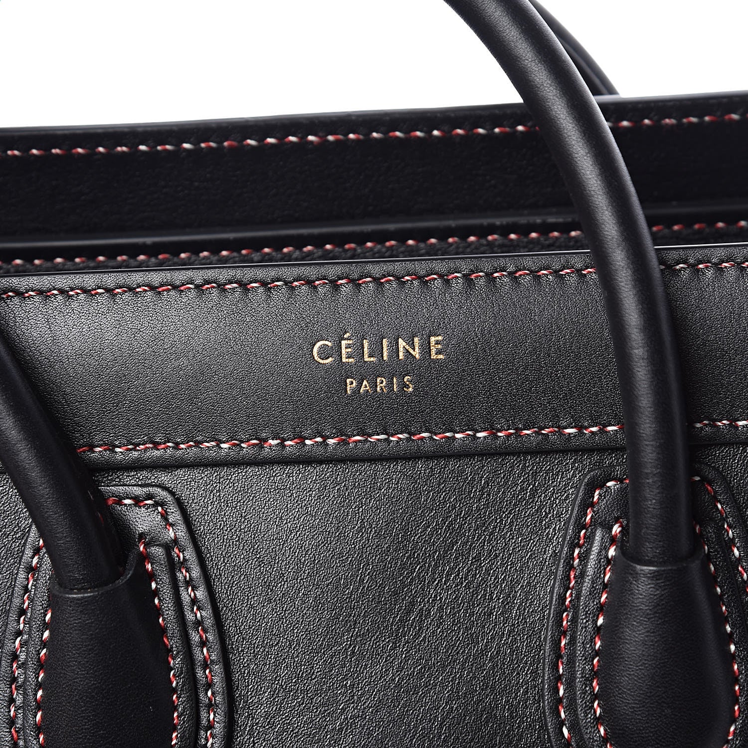 Celine Smooth Calfskin Multicolor Stitch Nano Luggage Black 9 of 13