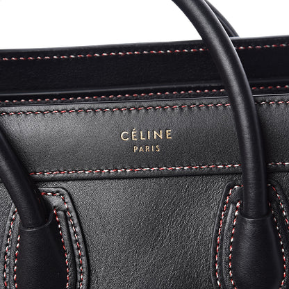 Celine Smooth Calfskin Multicolor Stitch Nano Luggage Black 9 of 13