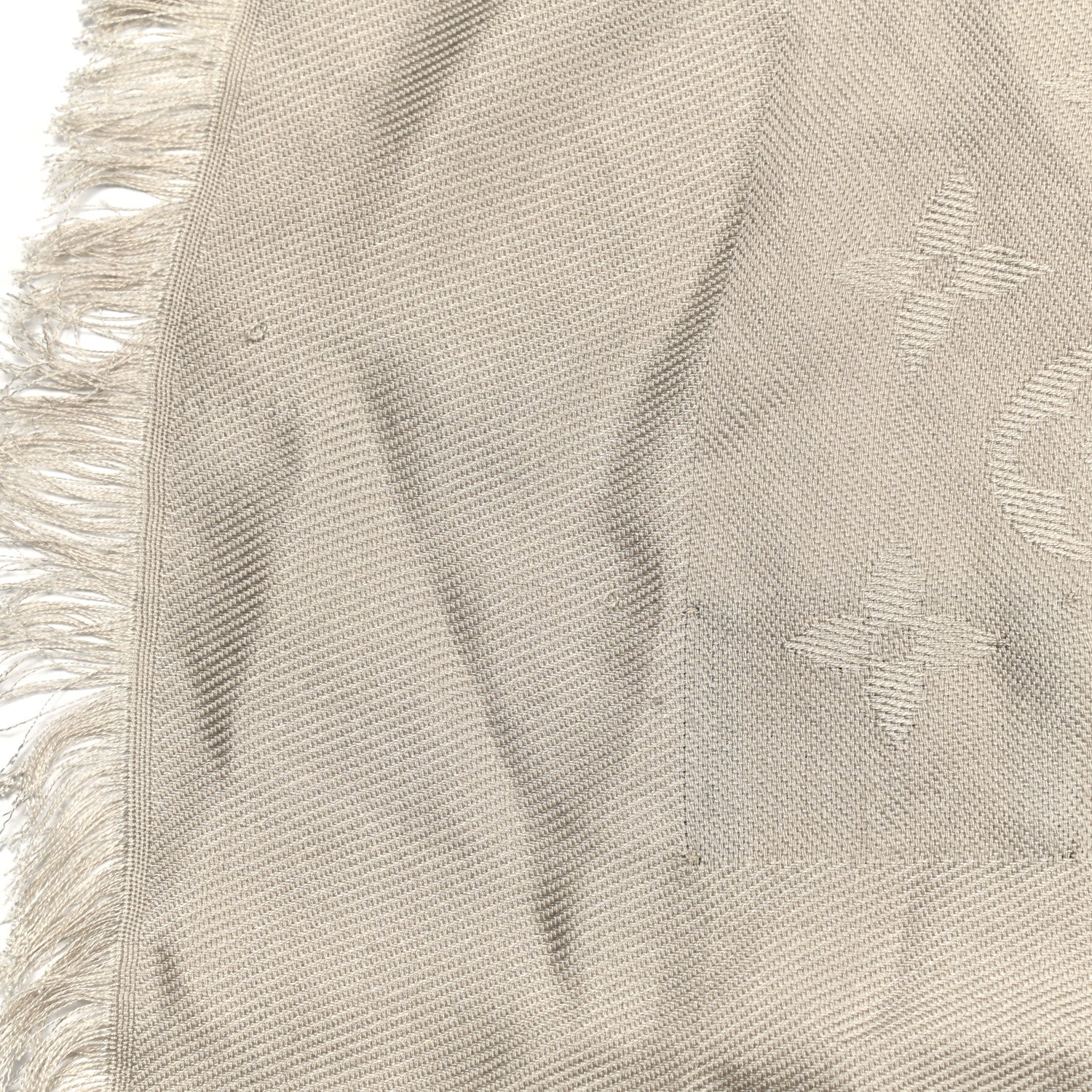 Louis Vuitton Silk Wool Monogram Pois Shawl Beige 3 of 5