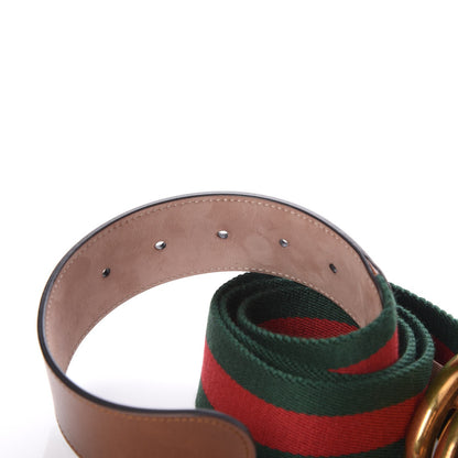 Gucci Nylon Calfskin Double G Web 40mm Belt 95 38 Green Red Cuir 5 of 6