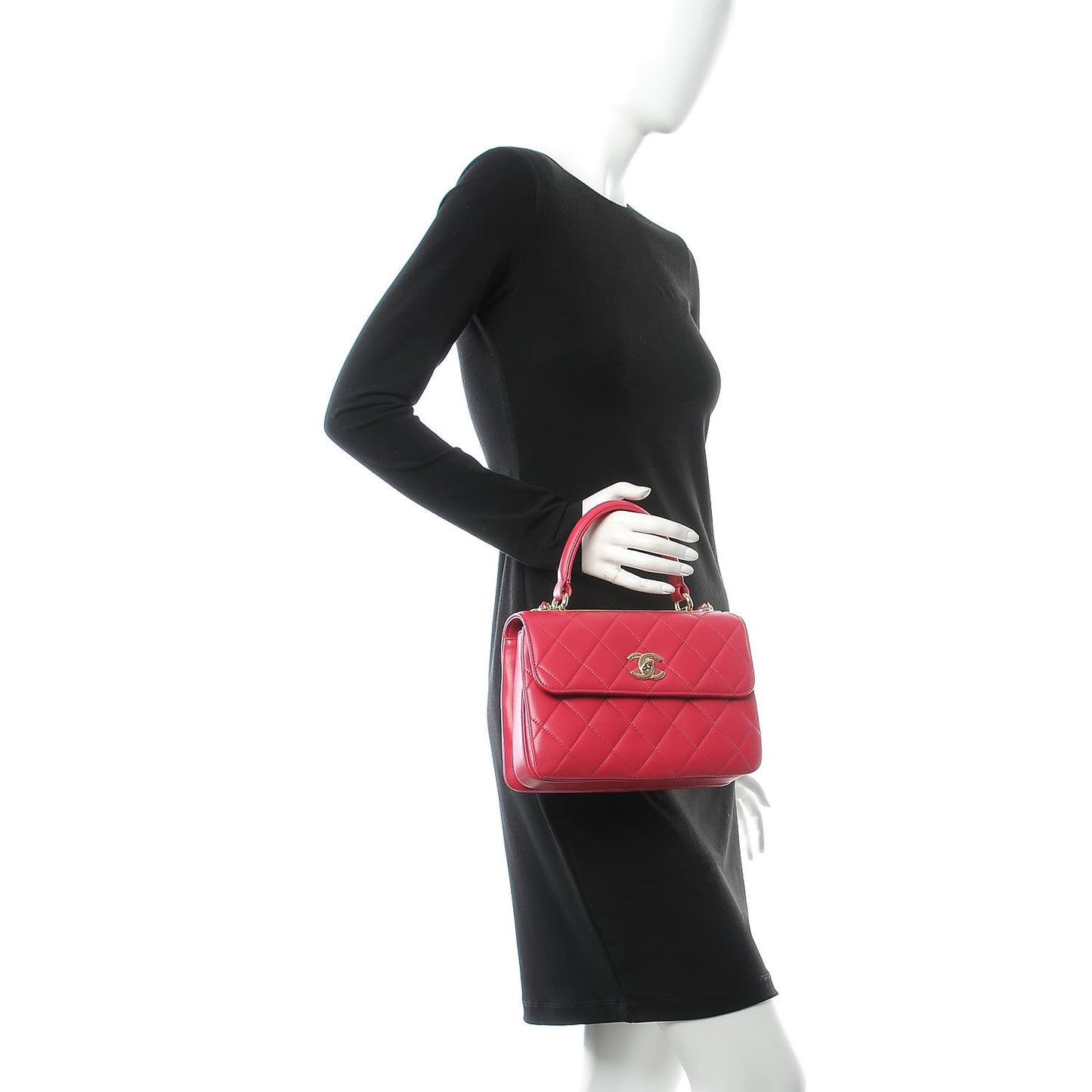 Lambskin Quilted Small Trendy CC Flap Dual Handle Bag Pink