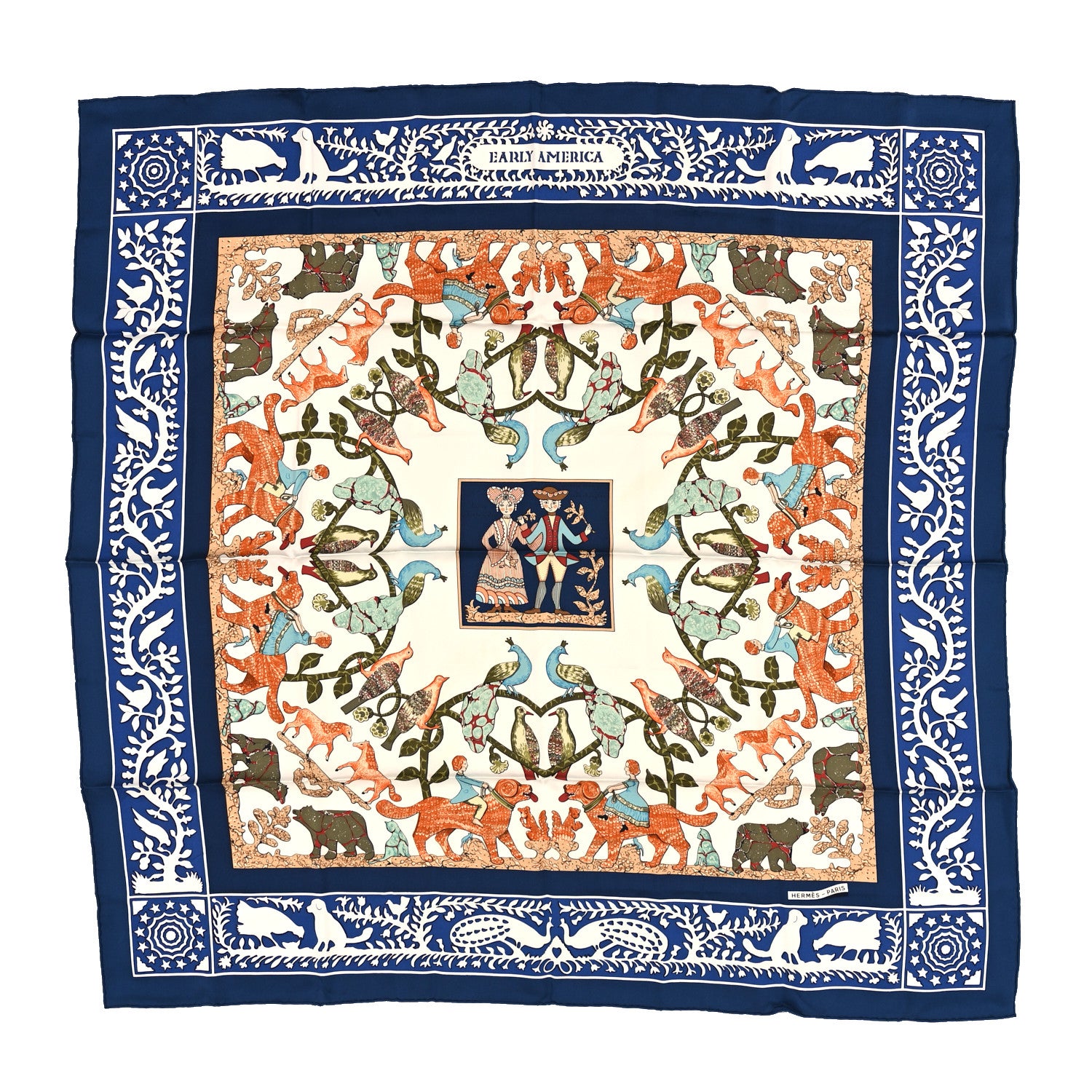 Hermes Silk Early America Scarf 90 1 of 4