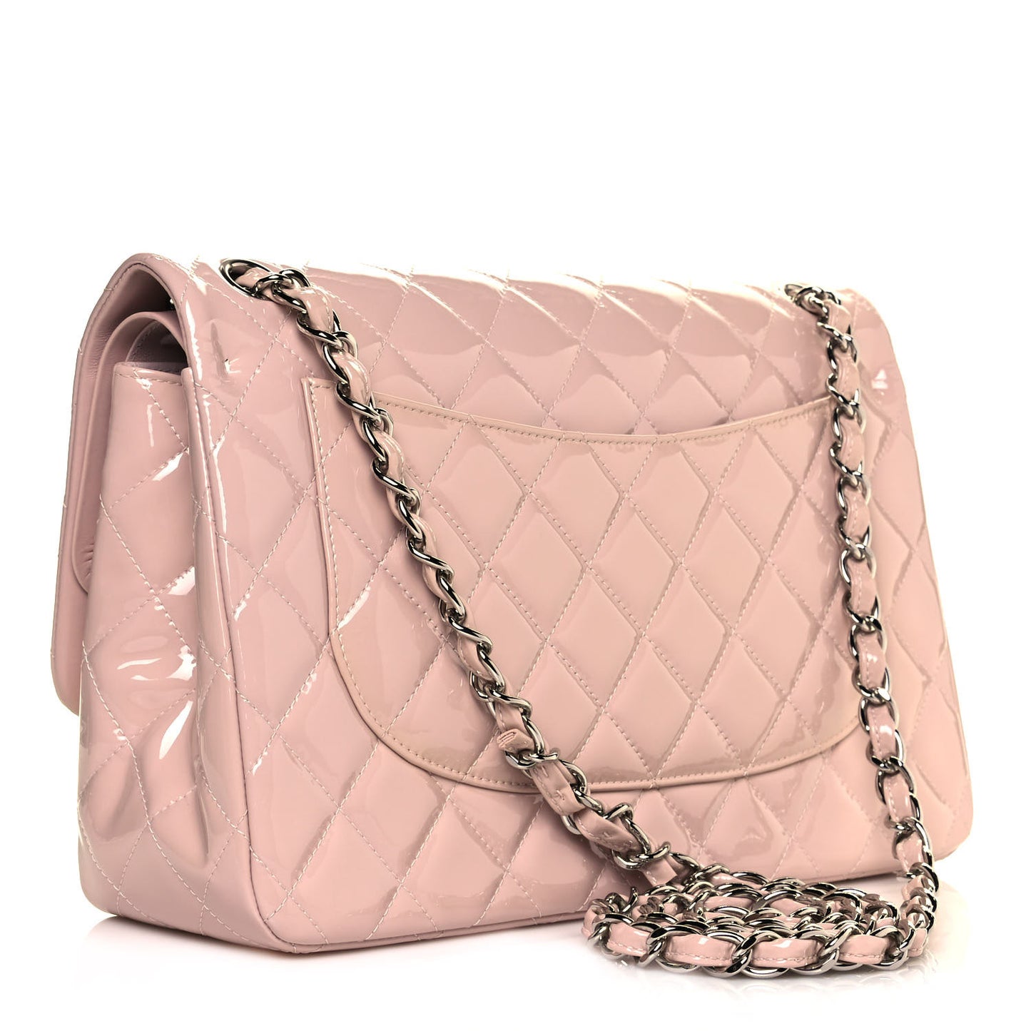 Patent Quilted Jumbo Double Flap Light Pink