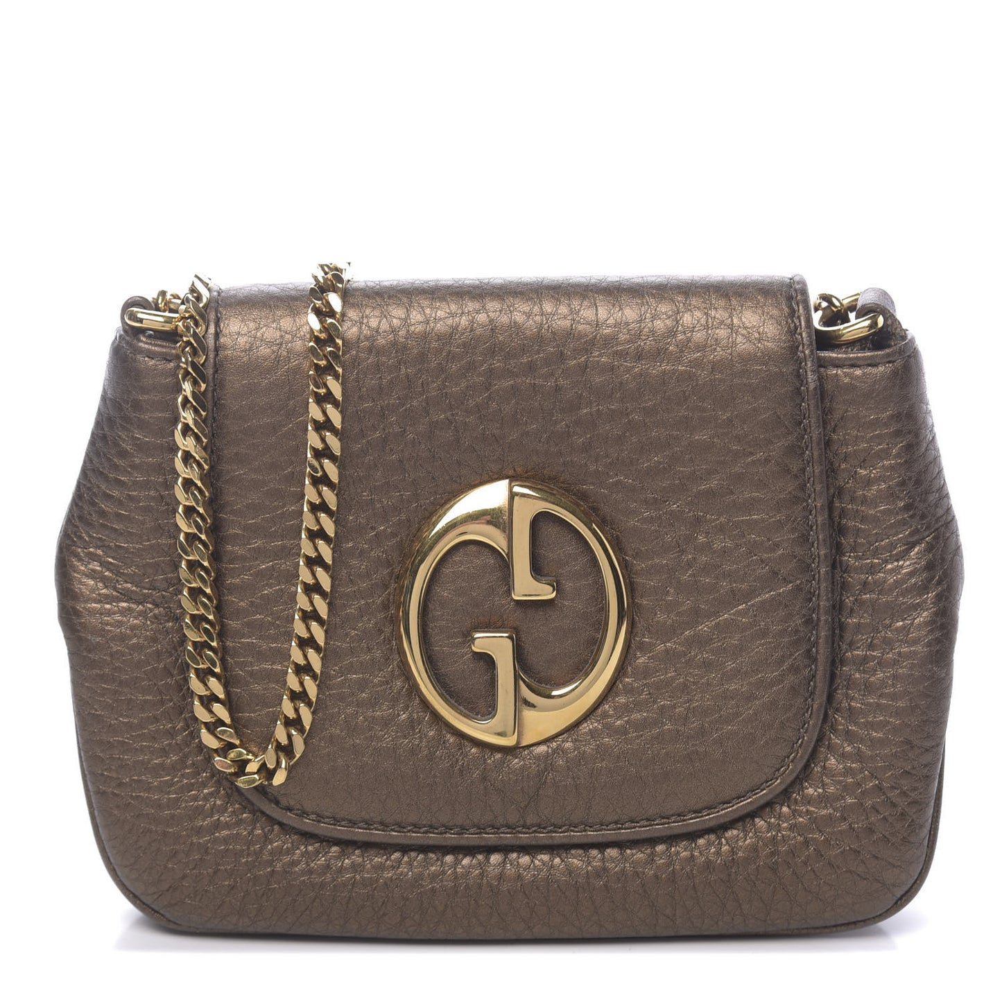 Metallic Pebbled Calfskin Small 1973 Chain Shoulder Bag Winter Leaf