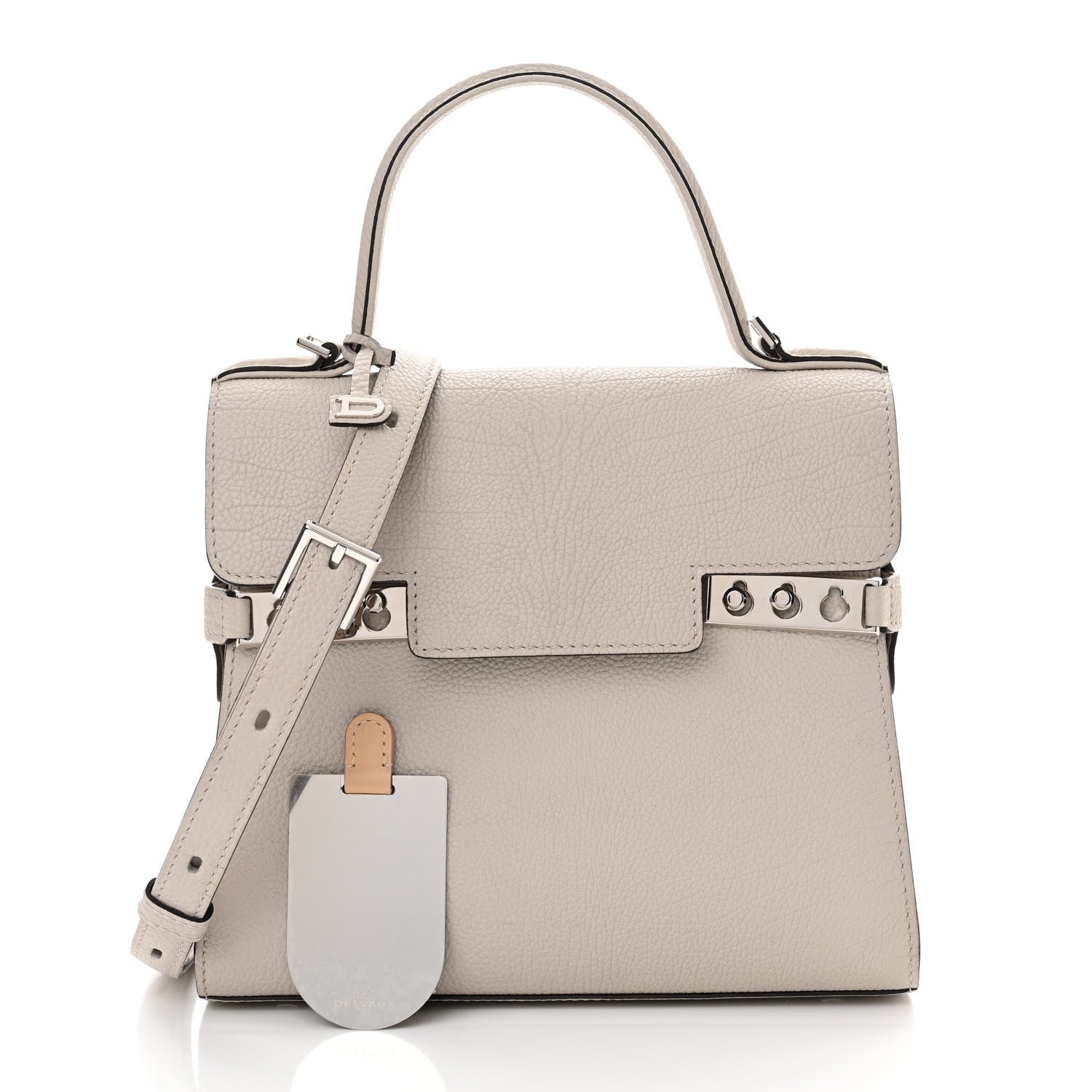 Delvaux Crispy Calfskin Mini Tempete Satchel Light Grey 3 of 10