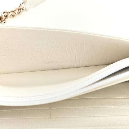 Chanel Caviar Quilted Boy Wallet On Chain WOC White 5 of 13