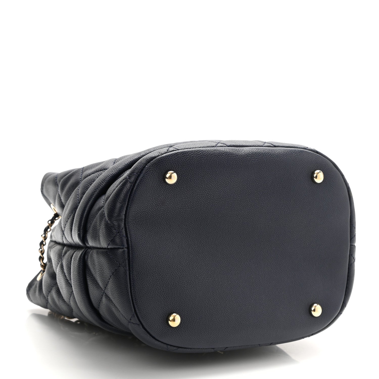 Chanel Caviar Quilted Rolled Up Bucket Drawstring Bag Navy 4 of 12