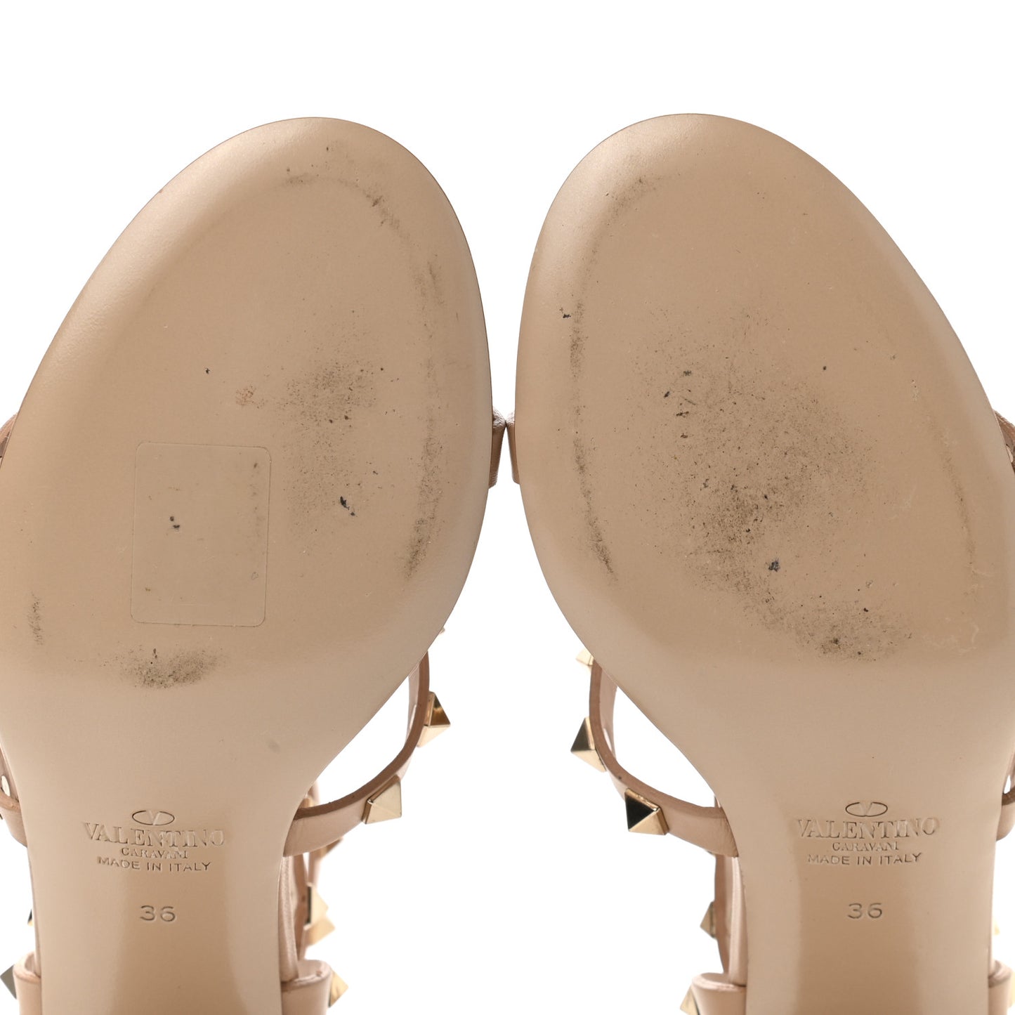 Calfskin Rockstud 60mm City Sandals 36 Poudre