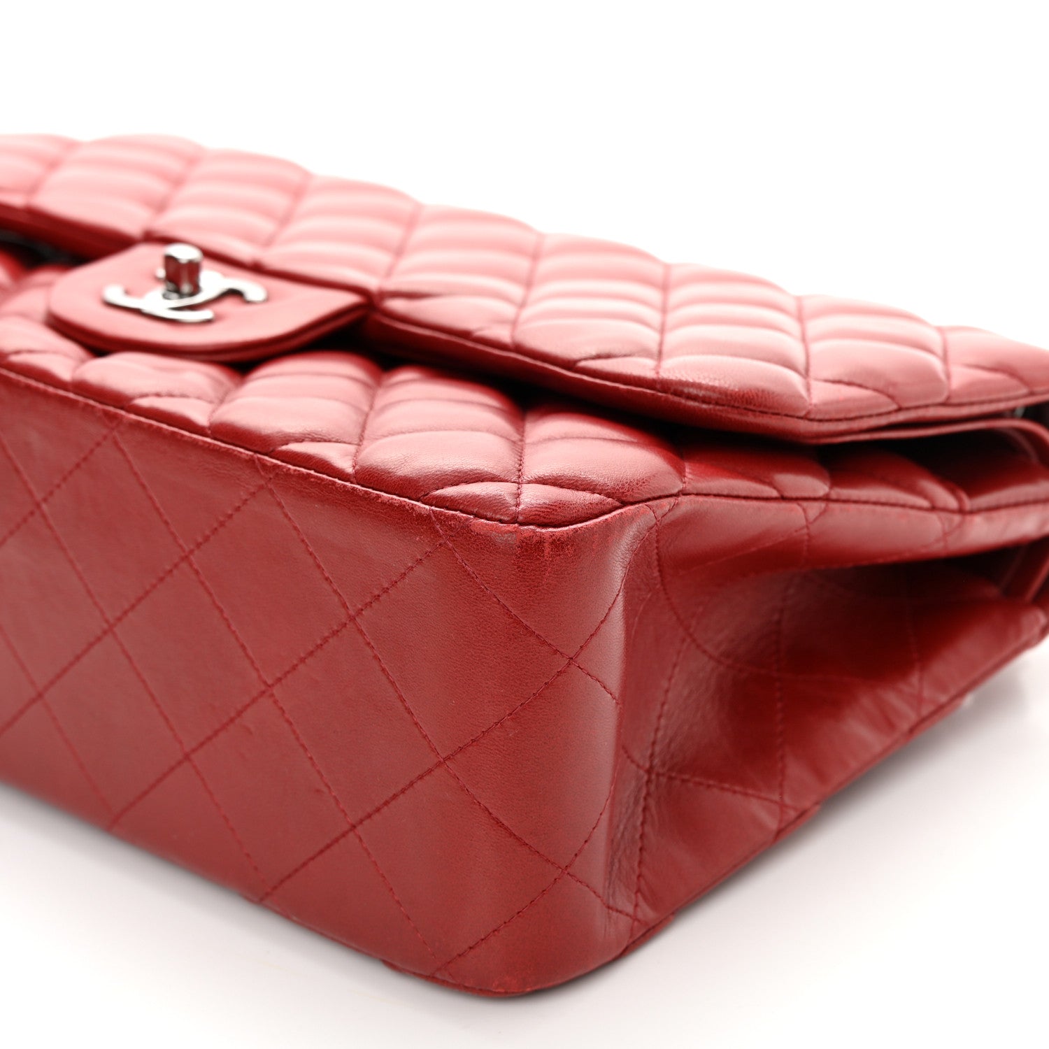 Chanel Lambskin Quilted Jumbo Double Flap Red 10 of 20