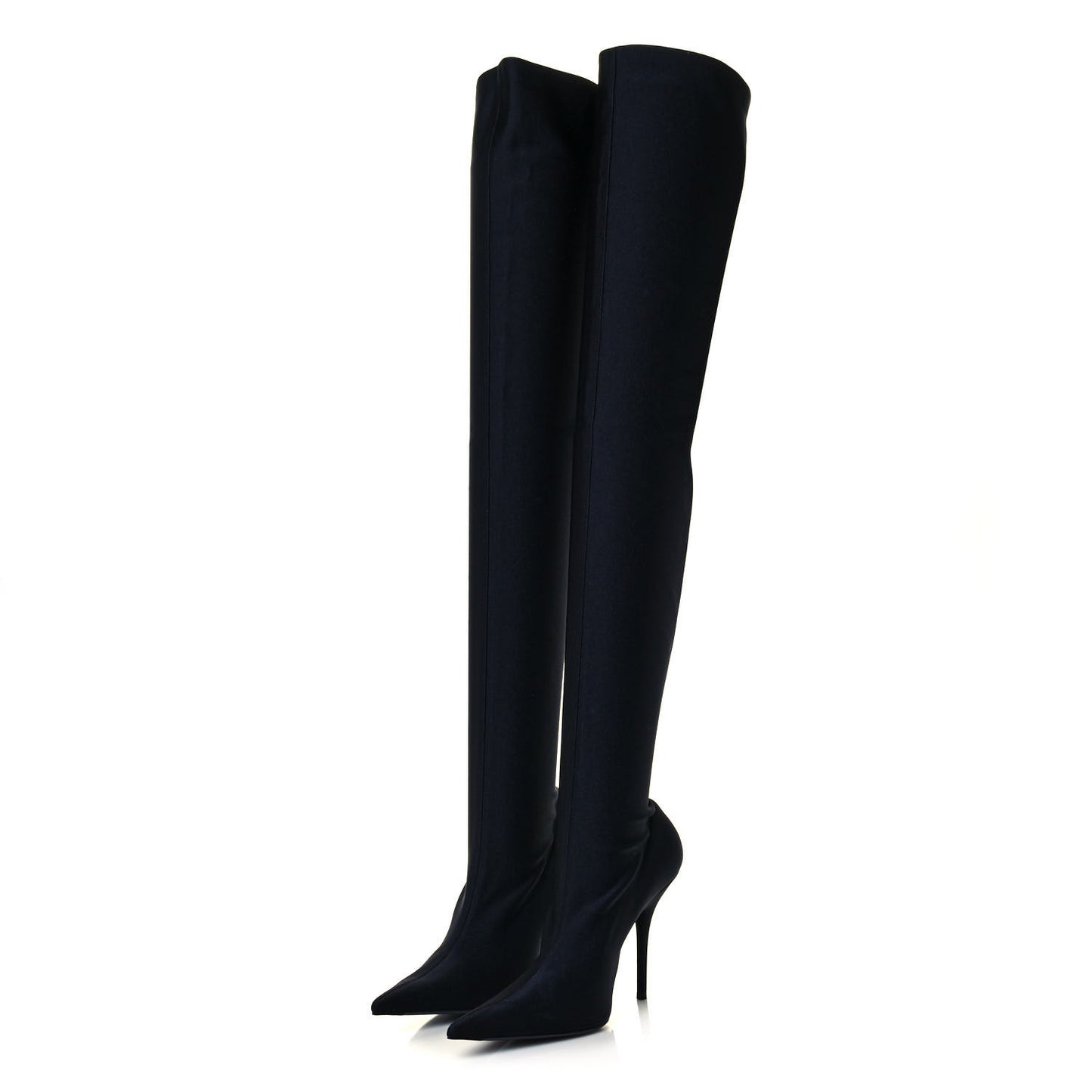 Spandex Pointed Toe Knife Thigh High Boots 39 Black