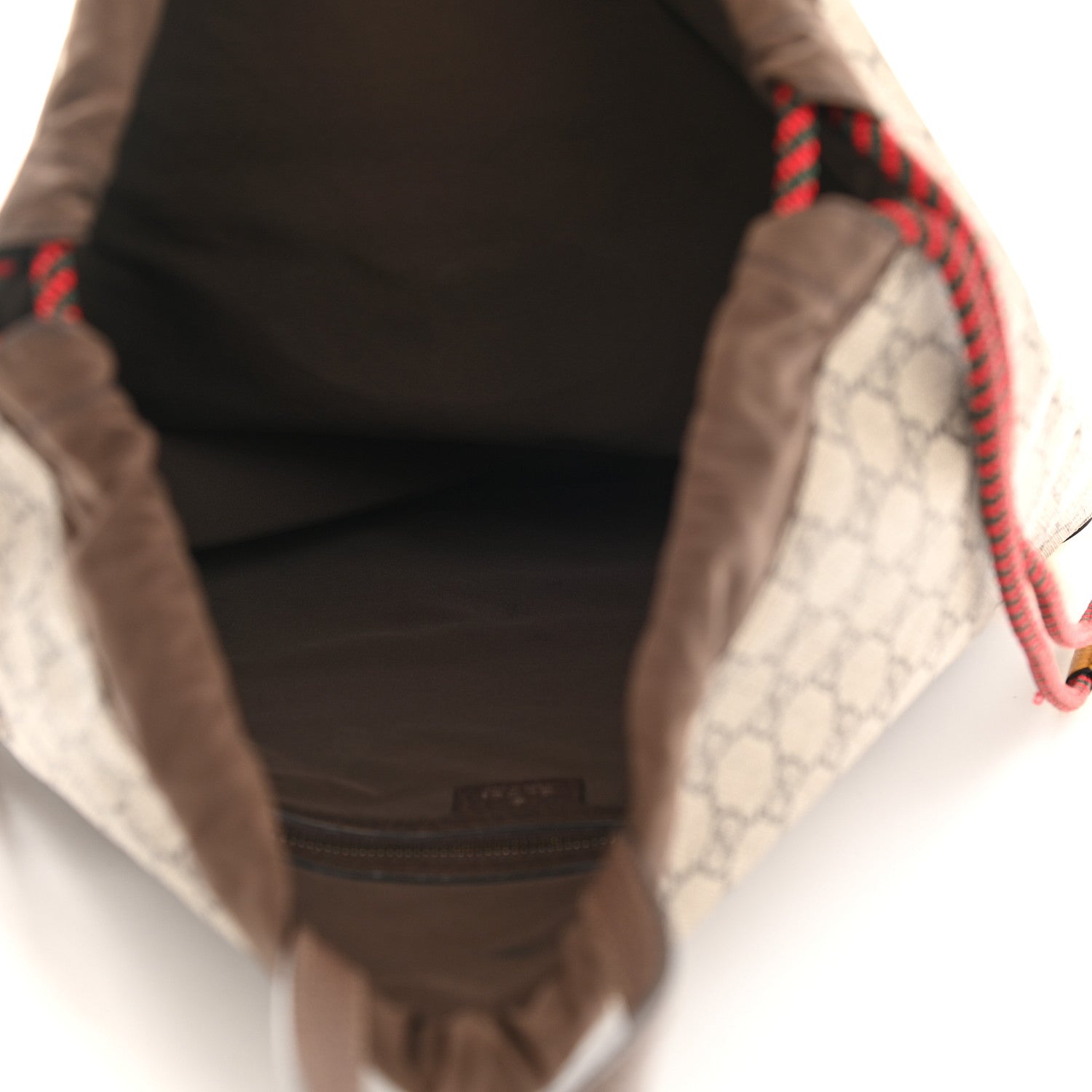Gucci GG Supreme Monogram Neo Vintage Drawstring Backpack Beige New Acero Crop 5 of 11