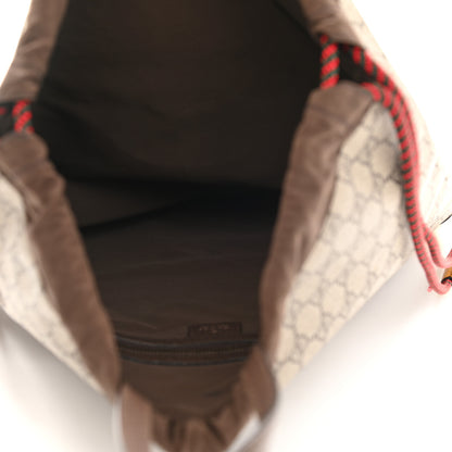 Gucci GG Supreme Monogram Neo Vintage Drawstring Backpack Beige New Acero Crop 5 of 11