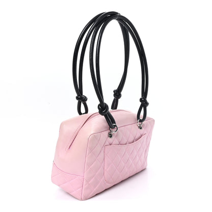 Chanel Calfskin Quilted Large Cambon Bowler Pink Black 3 of 12