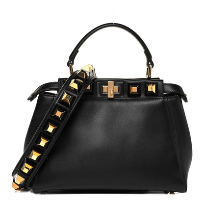 Fendi Nappa Studded Mini Peekaboo Iconic Satchel Black 1 of 8