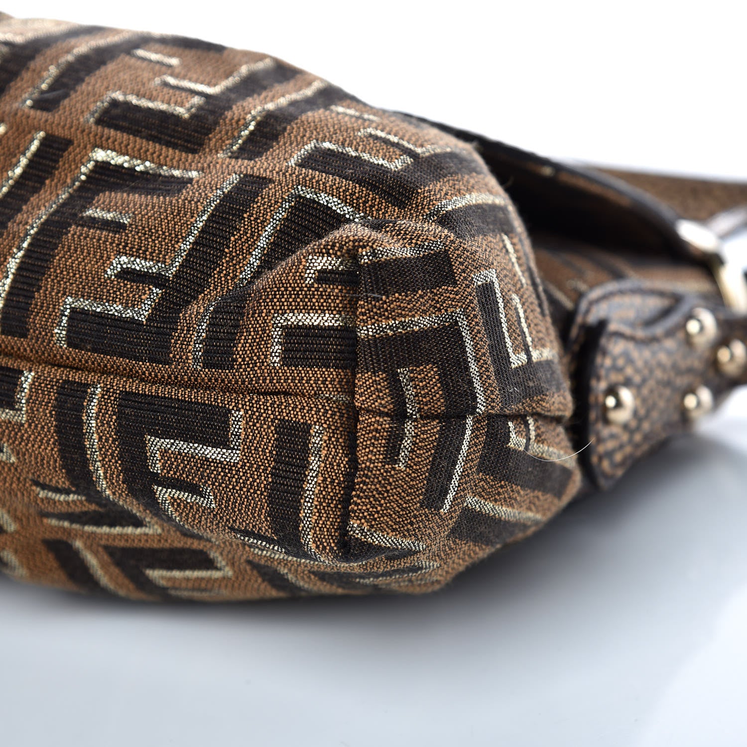 Fendi Zucca Vitello Small Chef Shoulder Bag Tobacco Oro Moro 9 of 11