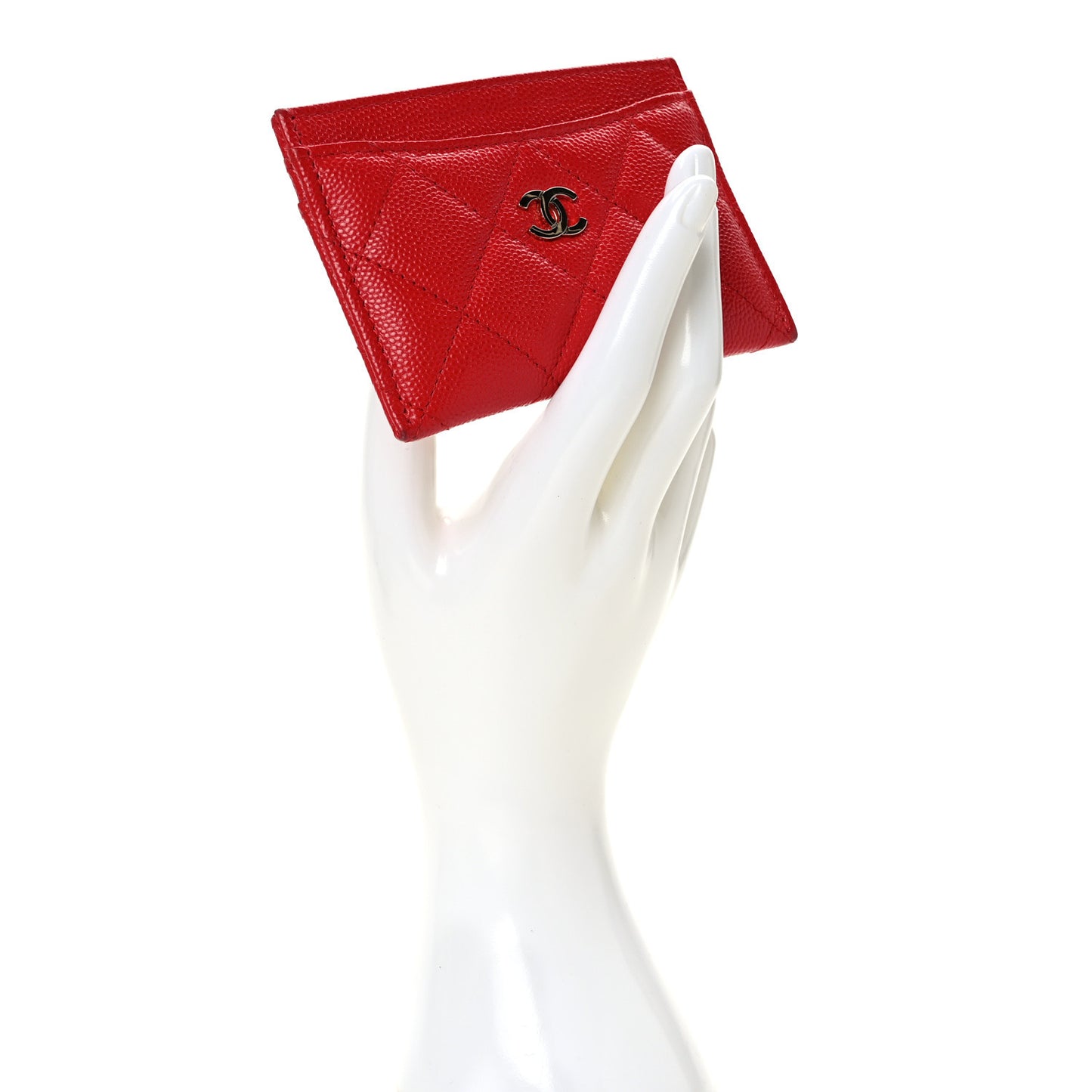 Caviar Quilted Card Holder Red