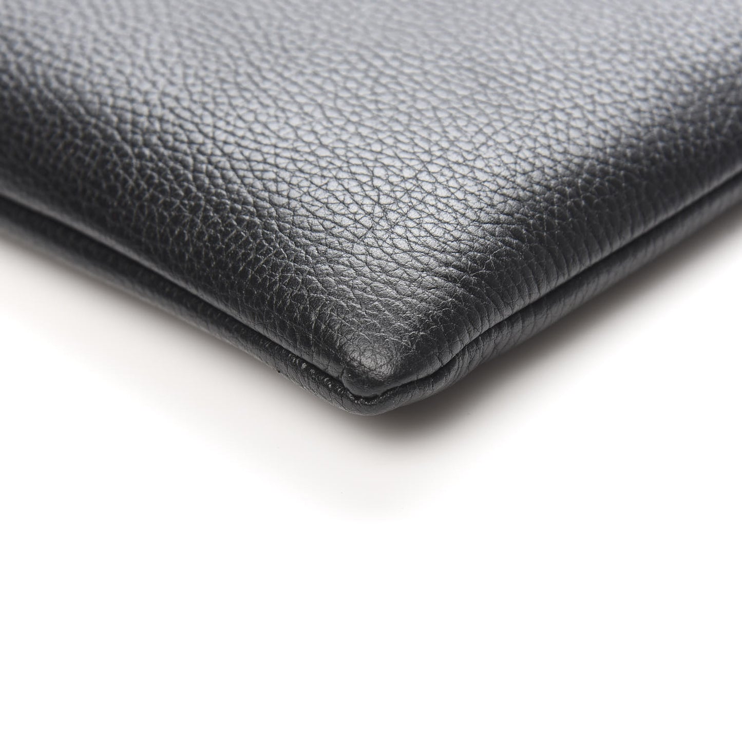 Pebbled Calfskin Large Bamboo Clutch Black