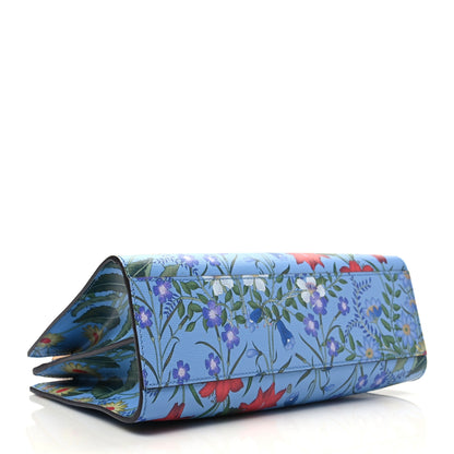 Gucci Calfskin Bamboo Web New Flora Small Nymphaea Top Handle Bag Azure 8 of 9