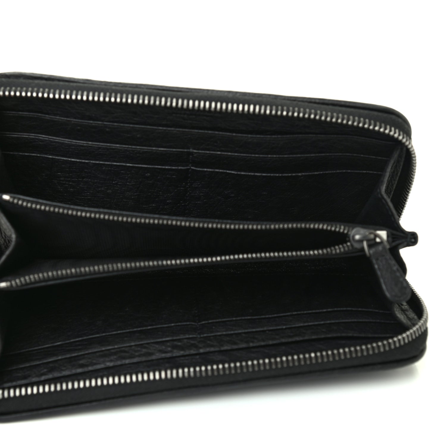 Ostrich Zip Around Wallet Black