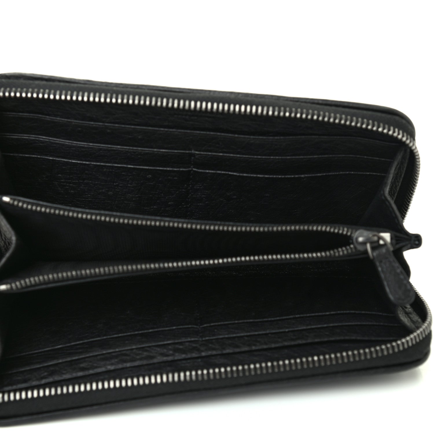 Bottega Veneta Ostrich Zip Around Wallet Black 5 of 8
