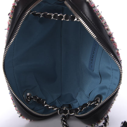 Chanel Lambskin Quilted Tweed Elegant Trim Front Zip Camera Case Black 5 of 9
