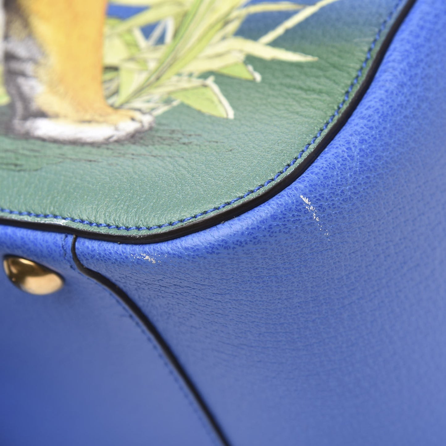 Calfskin Tiger Print Duffle Blue