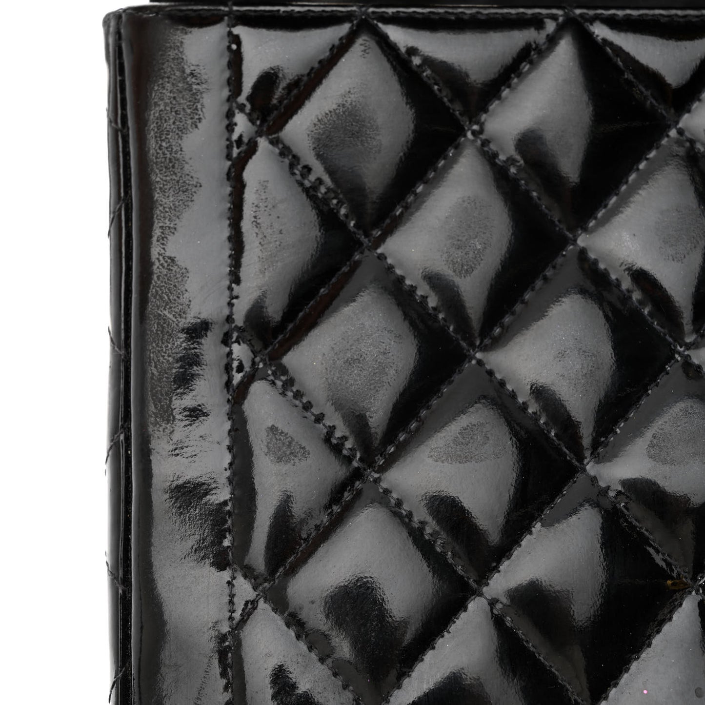 Patent Quilted Small Single Flap Black
