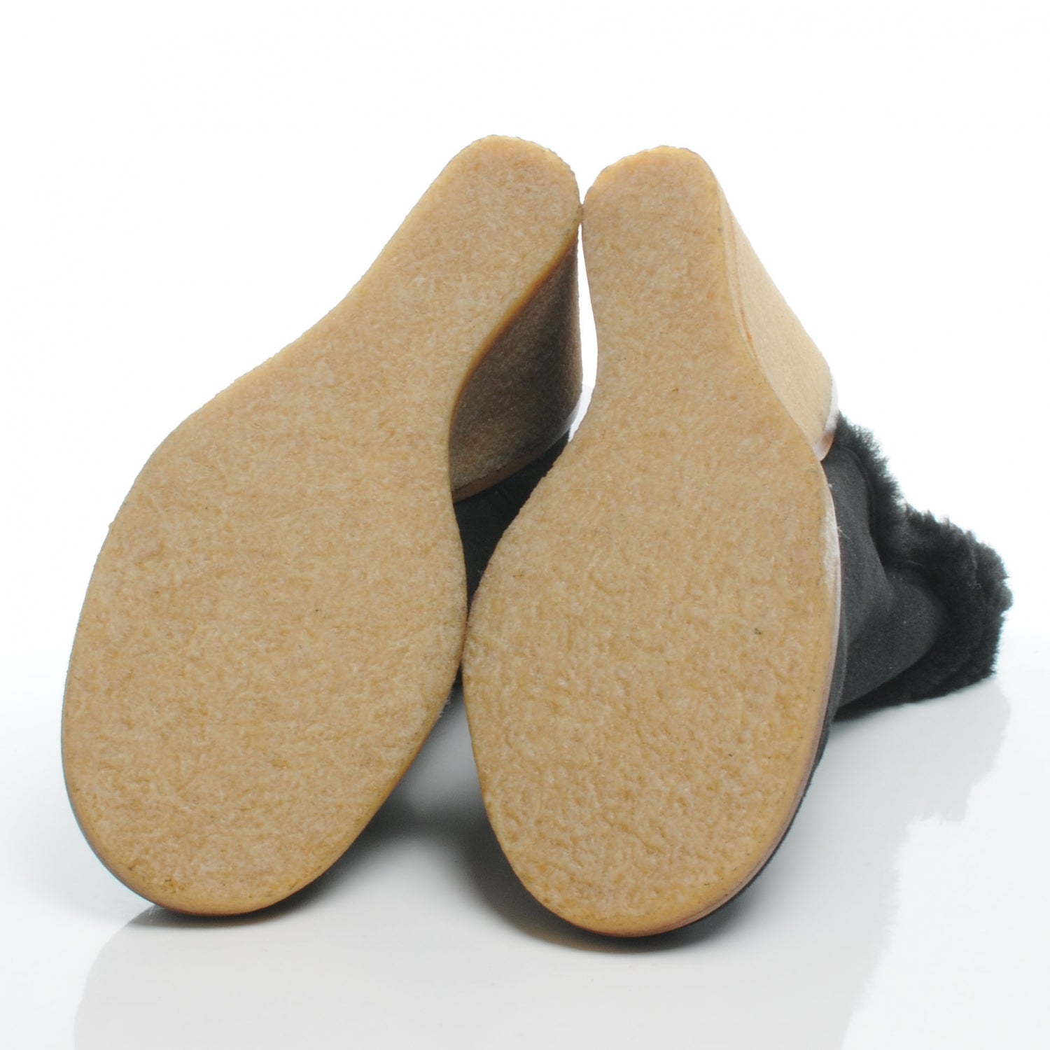 Chanel Suede Fleece Peau Lainee Wedge Booties 40 Black 5 of 6