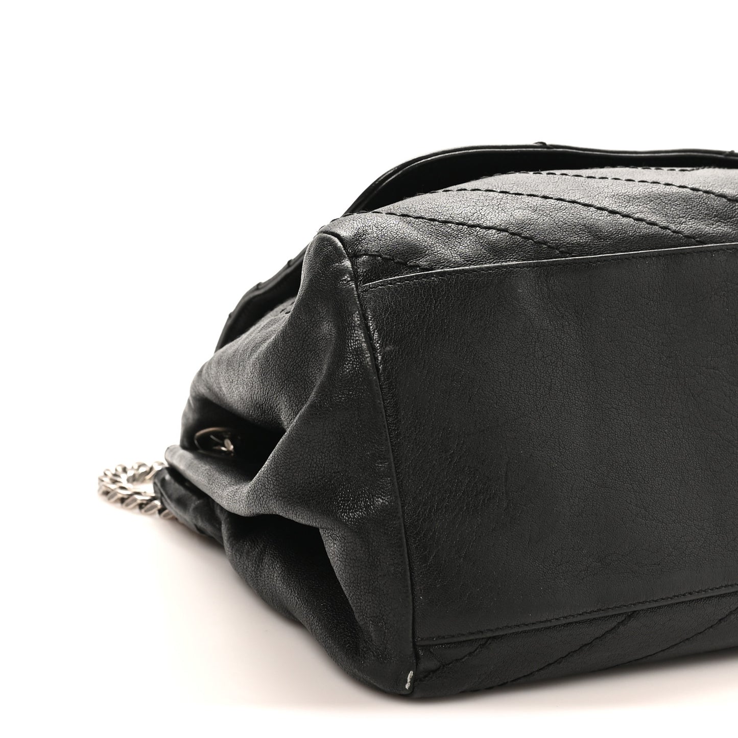 Pebbled Lambskin Chevron Monogram Large Nolita Black