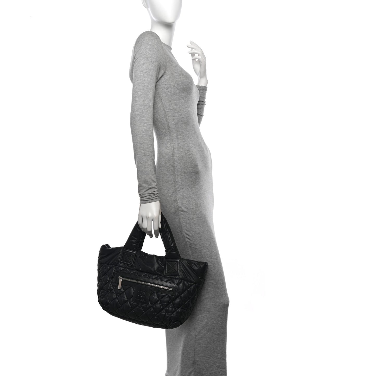 Nylon Quilted Small Coco Cocoon Tote Black