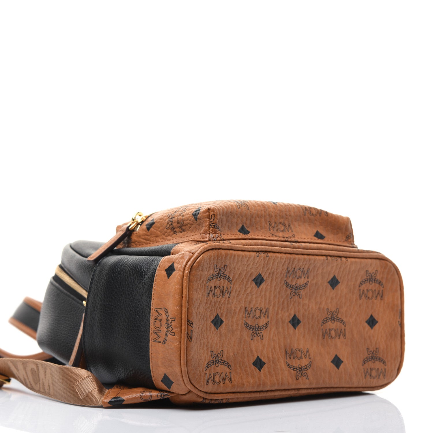 MCM Visetos Calfskin Medium Geonautic Backpack Black Cognac 3 of 19