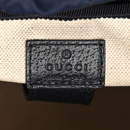 Gucci GG Supreme Monogram Textured Dollar Calfskin Medium Double Buckle Backpack Blue Dark Blue Black 6 of 14