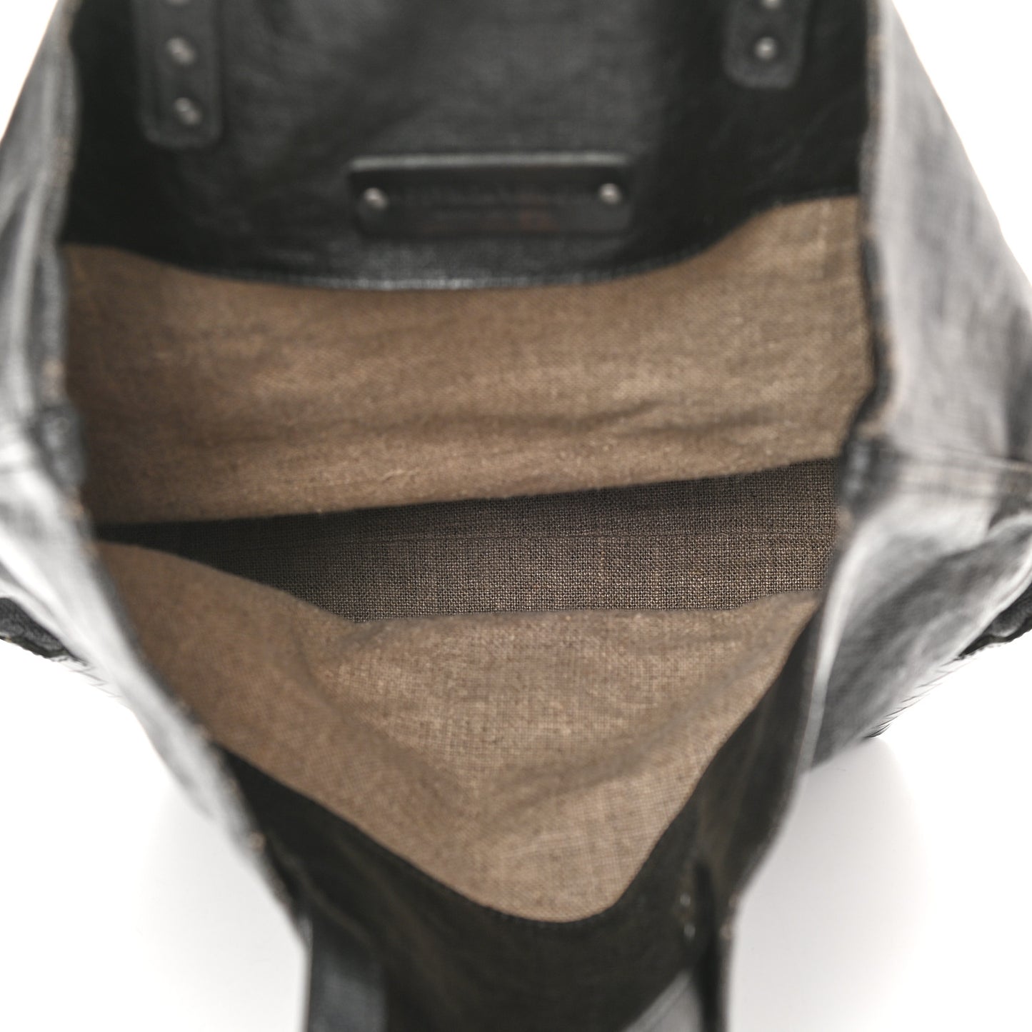 Lino Spalmato Light Calf Scolpito Tote Black