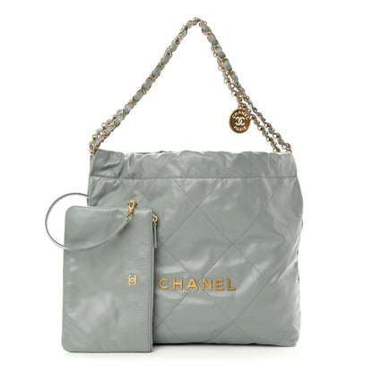 Chanel Shiny Calfskin Quilted Small Chanel 22 Grey 1 of 11