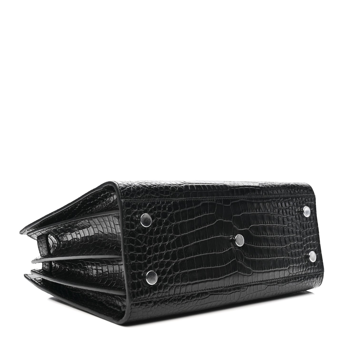 Calfskin Crocodile Embossed Baby Sac De Jour Black