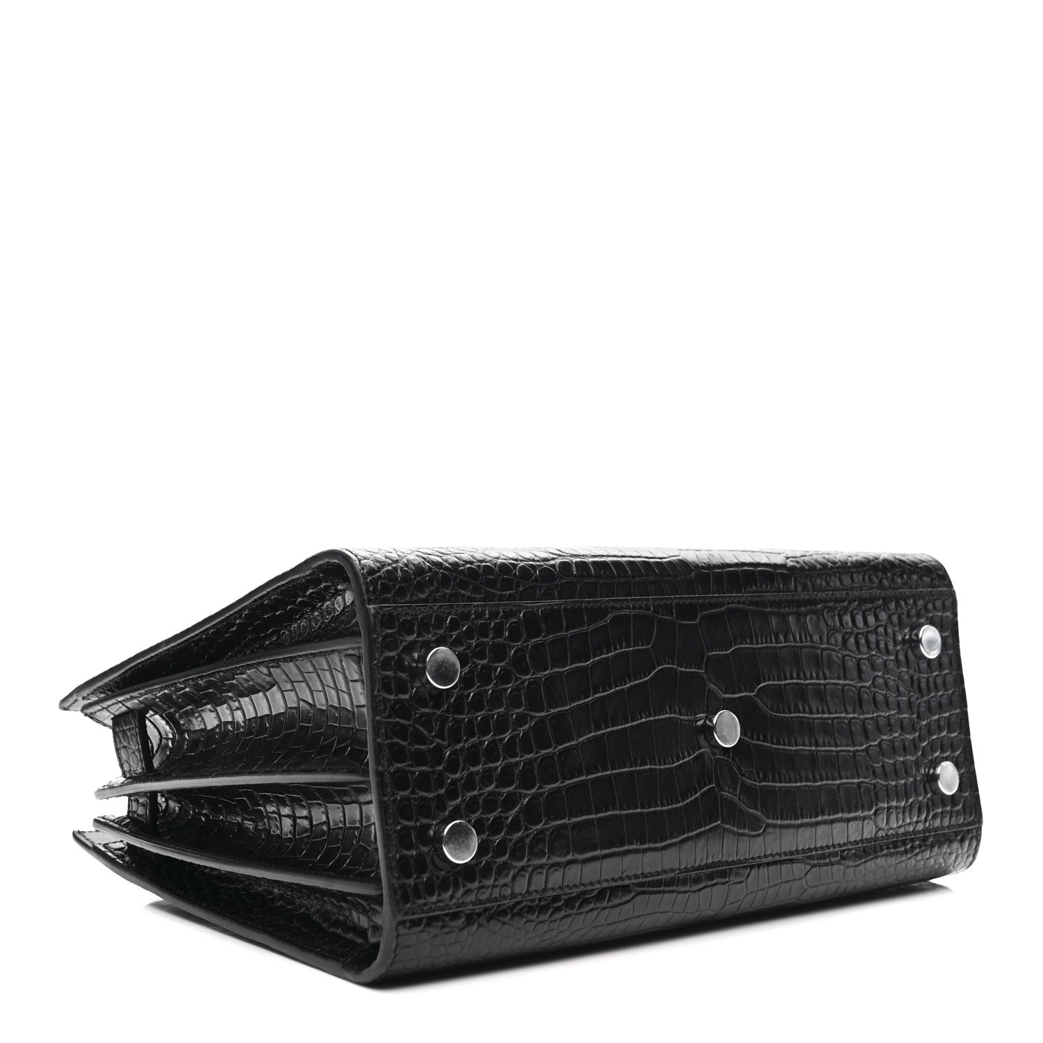 Saint Laurent Calfskin Crocodile Embossed Baby Sac De Jour Black 4 of 15