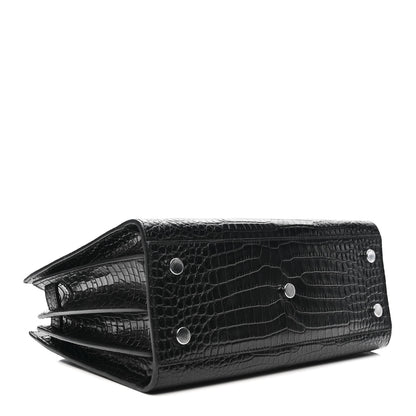 Saint Laurent Calfskin Crocodile Embossed Baby Sac De Jour Black 4 of 15