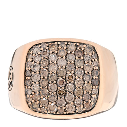 David Yurman 18K Rose Gold Cognac Diamond 18.6mm Streamline Signet Ring 61 9.75 1 of 4