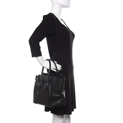 Celine Drummed Calfskin Micro Luggage Black 2 of 10