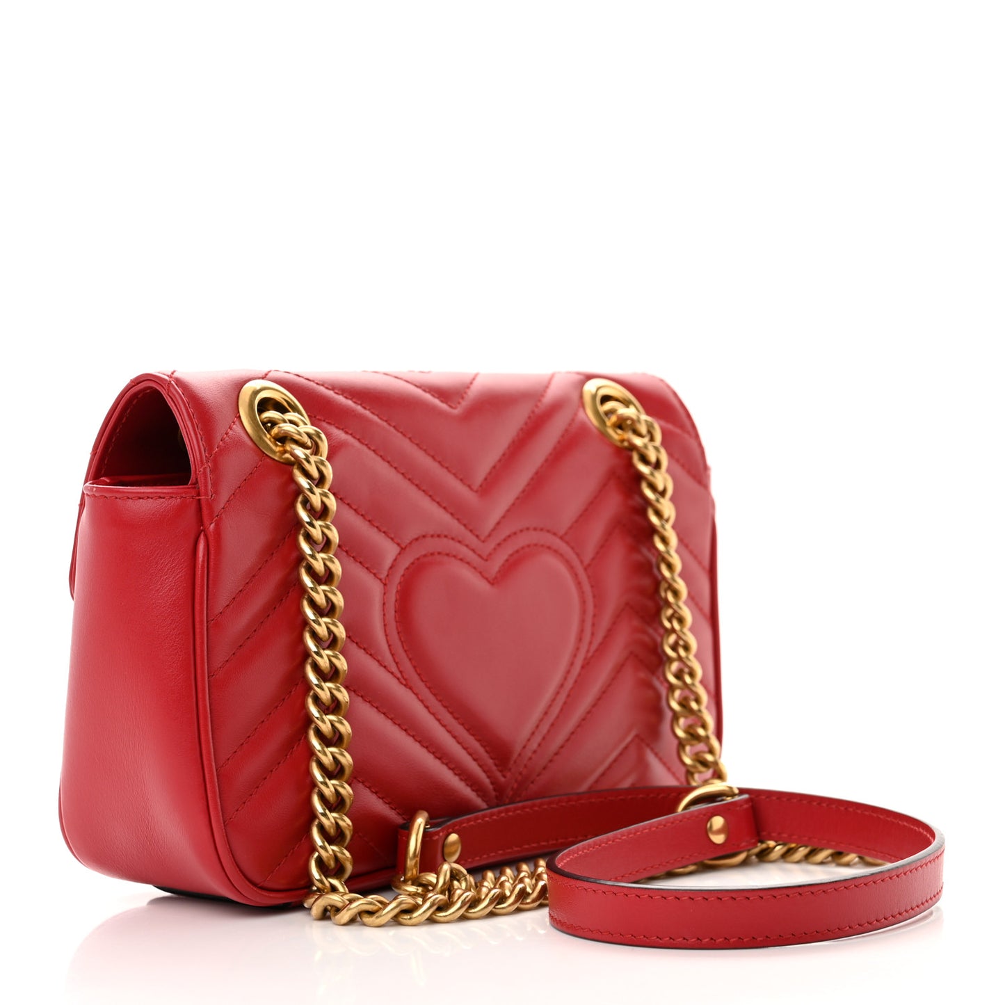 Calfskin Matelasse Mini GG Marmont Shoulder Bag Hibiscus Red