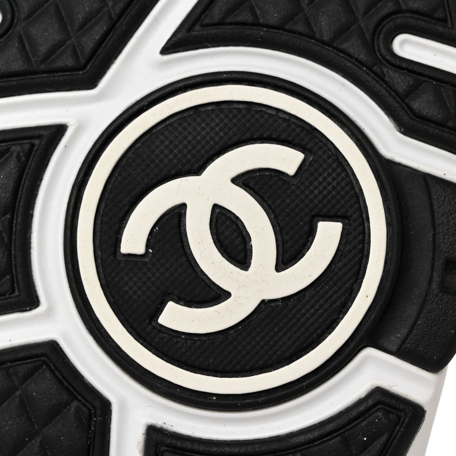 Chanel Mesh Suede Calfskin Grained Calfskin Womens CC Sneakers 37 White Black 8 of 8