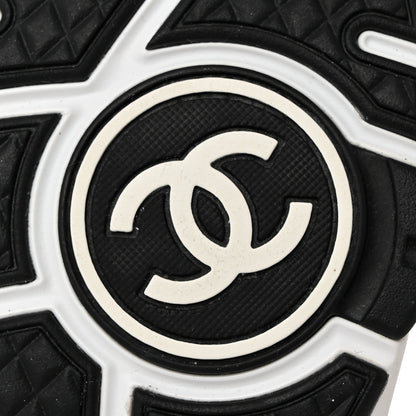 Chanel Mesh Suede Calfskin Grained Calfskin Womens CC Sneakers 37 White Black 8 of 8