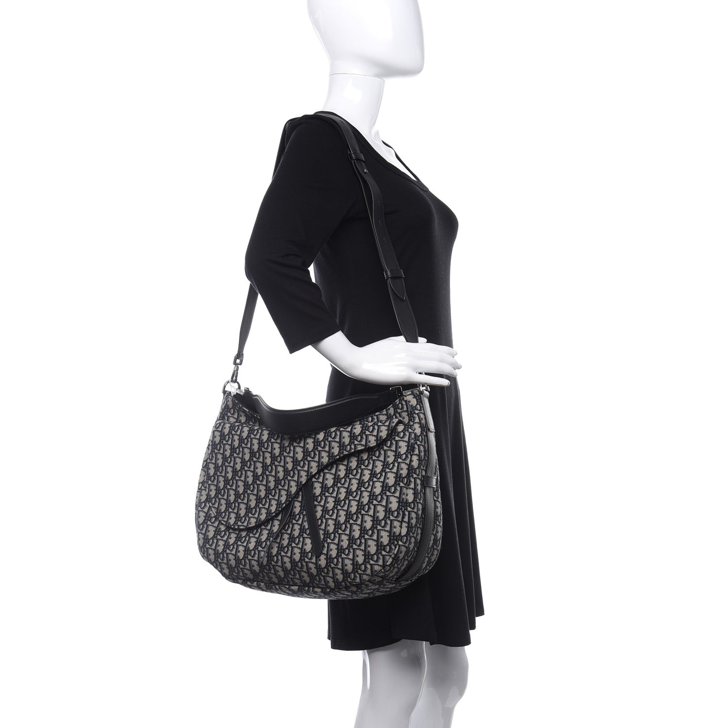 Oblique Mini Soft Saddle Bag Beige Black