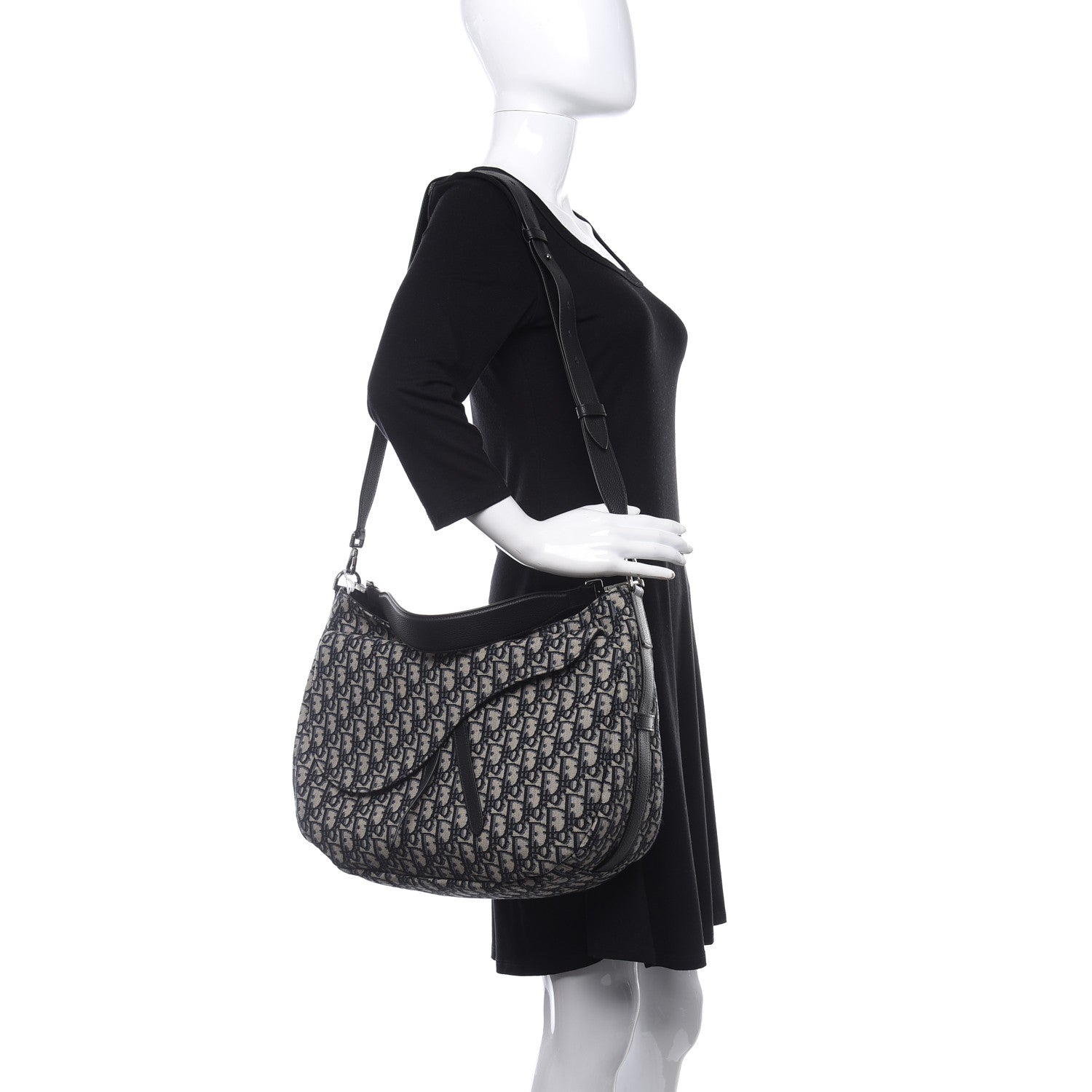 Christian Dior Oblique Mini Soft Saddle Bag Beige Black 2 of 8