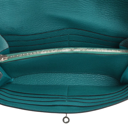 Hermes Chevre Mysore Kelly Longue Wallet Bleu Paon 5 of 11