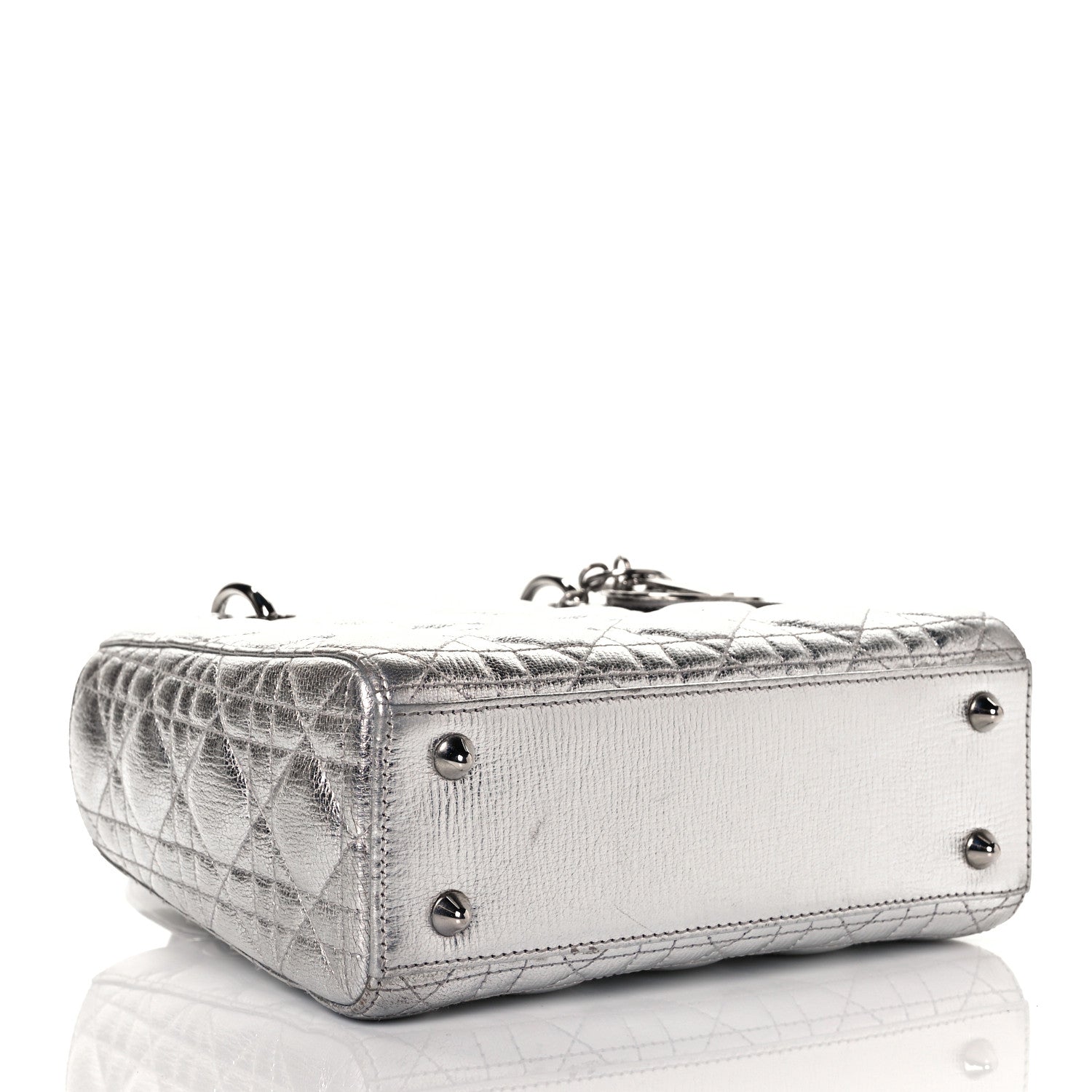 Christian Dior Metallic Grained Calfskin Cannage Small Lucky Badges My Lady Dior Silver 6 of 8