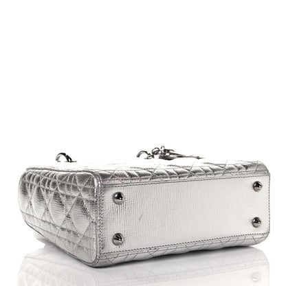 Christian Dior Metallic Grained Calfskin Cannage Small Lucky Badges My Lady Dior Silver 6 of 8